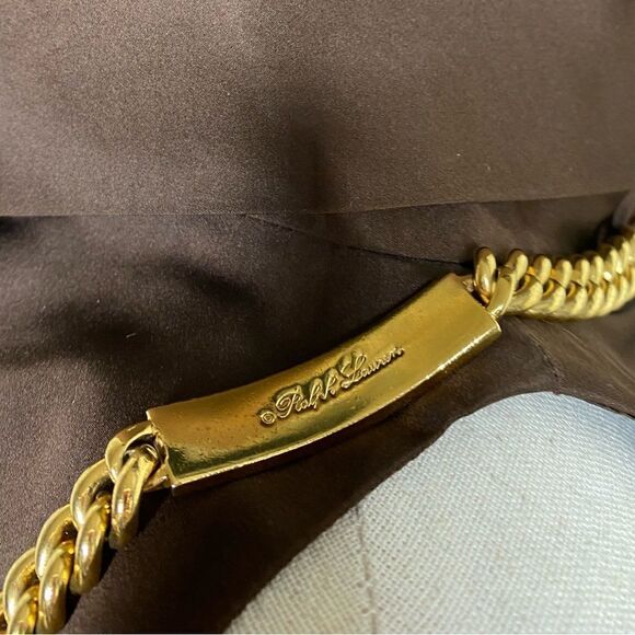 Ralph Lauren Collection * Brass Curb Link ID Tag Triple Wrap Necklace/Bracelet - Picture 3 of 16